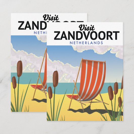 Carte Affiche de voyage de Zandvoort Pays-Bas (Devant / Derrière)