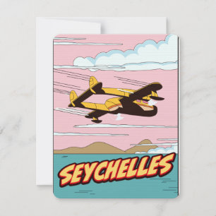 Carte Affiche de voyage dessin animé des Seychelles.