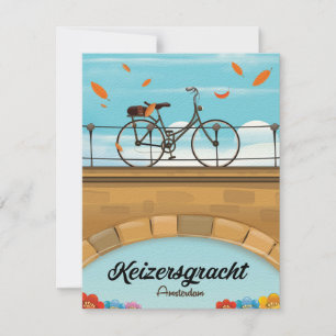 Carte Affiche de voyage du canal Keizersgracht Amsterdam