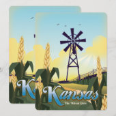 Carte Affiche de voyage du Kansas "l'État du blé". (Devant / Derrière)
