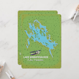 Carte Affiche de voyage du lac Winnipesaukee New Hampshi