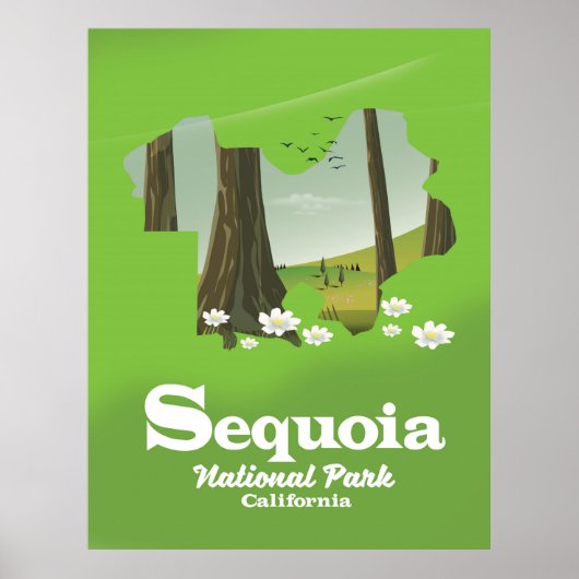 carte affiche de voyage du parc national de Sequoi (Devant)