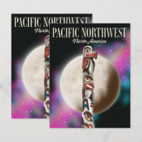 Affiche de voyage du totem du Nord-Ouest Pacifique