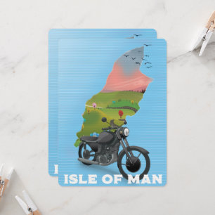 Carte Affiche de voyage en moto de l'île de Man