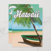 Carte Affiche de voyage Hawaii Tropical Beach (Devant / Derrière)