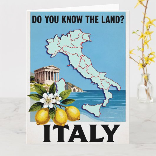 Carte Affiche de voyage Italie, (Fleur jaune)