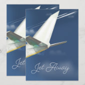 Carte Affiche de voyage Jet Away. (Devant / Derrière)