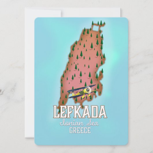 Carte Affiche de voyage Lefkada Grèce. (Devant)