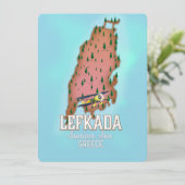 Carte Affiche de voyage Lefkada Grèce. (Debout devant)