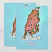 Carte Affiche de voyage Lefkada Grèce. (Devant / Derrière)
