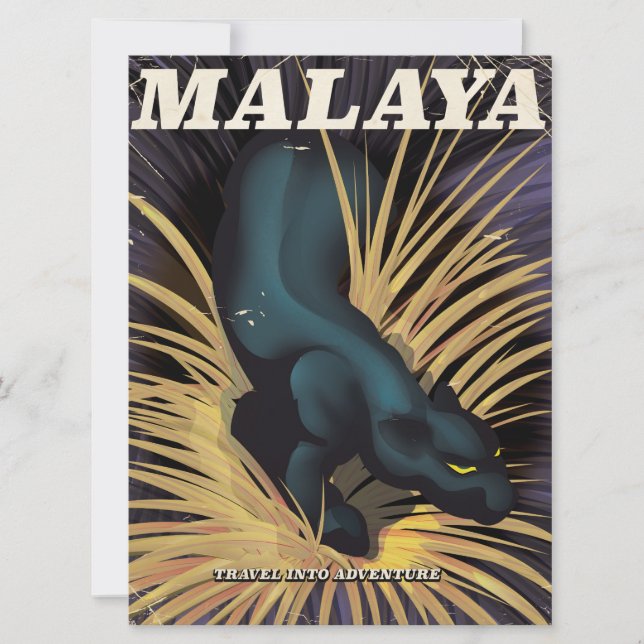Carte Affiche de voyage Malaya Vintage. (Devant)