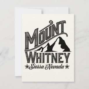 Carte Affiche de voyage Mont Whitney Sierra Nevada