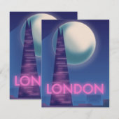 Carte Affiche de voyage Neon Londres (Devant / Derrière)