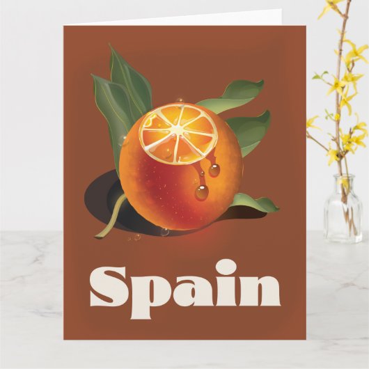 Carte Affiche de voyage orange Espagne (Fleur jaune)