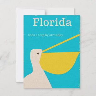 Carte Affiche de voyage Pélican de Floride vintage