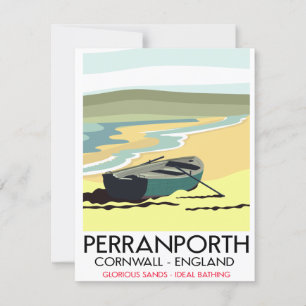 Carte Affiche de voyage Perranporth Cornouailles bord de