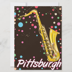 Carte Affiche de voyage pour le saxophone de Pittsburgh.