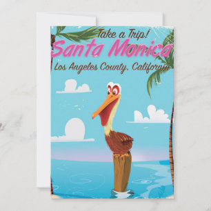 Carte Affiche de voyage rétro dessin animé de Santa Moni