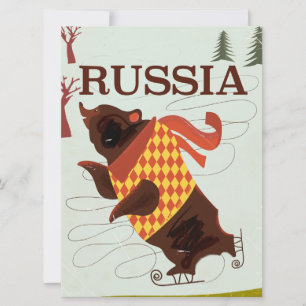 Carte Affiche de voyage vintage de l'ours Russie