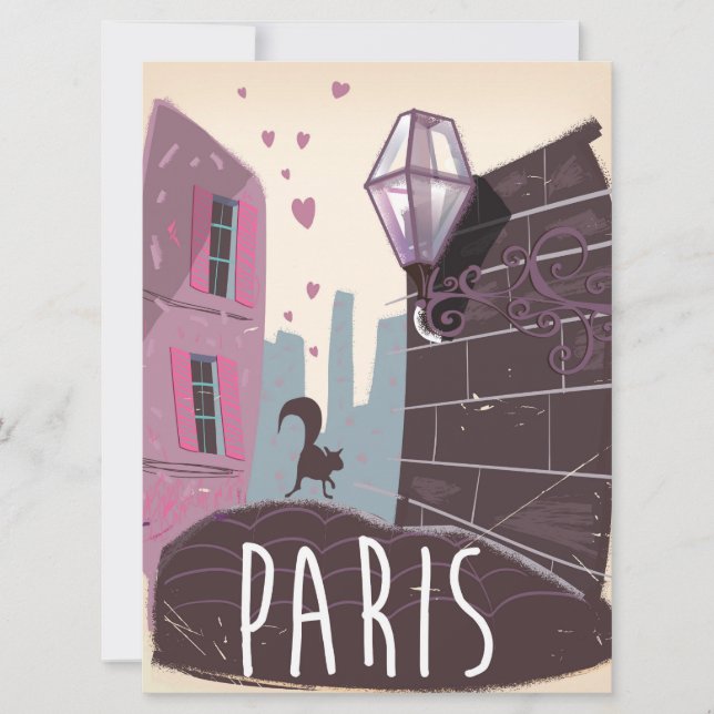 Carte Affiche de voyage vintage de Paris. (Devant)
