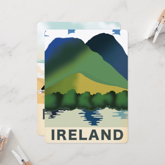 Carte Affiche de voyage vintage d'Irlande (Devant/Arrière en situation)