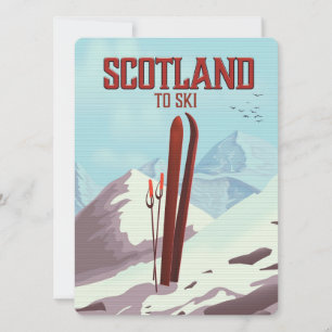 Carte Affiche de voyage vintage Écosse pour skier