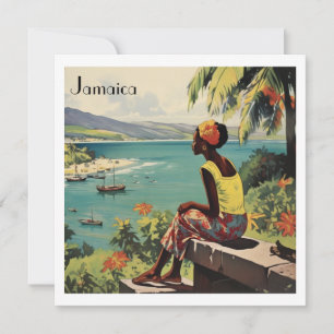 Carte Affiche de voyage vintage femme jamaïcaine