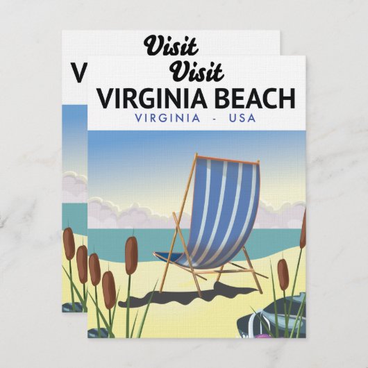 Carte affiche de voyage Virginia Beach Virginia USA (Devant / Derrière)