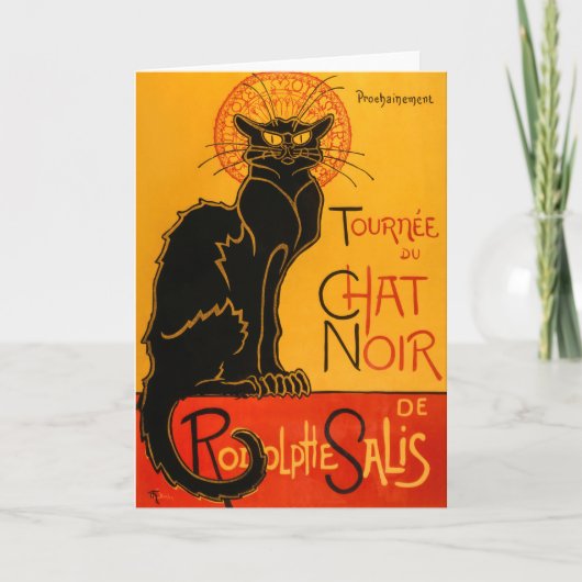 Carte Affiche vintage Chat Noir Halloween Steinlen (Devant)