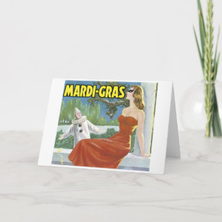 CARTE AFFICHE VINTAGE D'ART DE MARDI GRAS