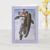 Carte Affiche vintage de moto (Fleur jaune)