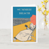 Carte Affiche vintage de plage d'été (Fleur jaune)