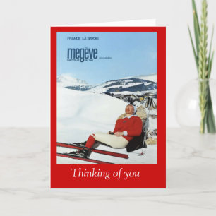 Carte Affiche vintage de ski, France la Savoie, Megeve