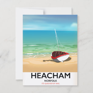 Carte Affiche vintage en bord de mer Heacham Norfolk