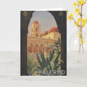 Carte Affiche Vintage voyage Pour Palerme, Italie. (Fleur jaune)