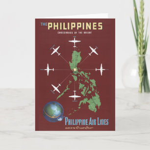 Carte Affiche Vintage voyage Pour Philippine Air Lines