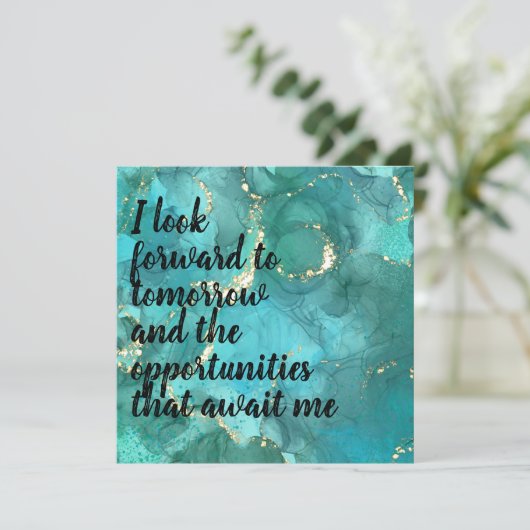 Carte Affirmation positive "Forward" Bleu/Or (Debout devant)