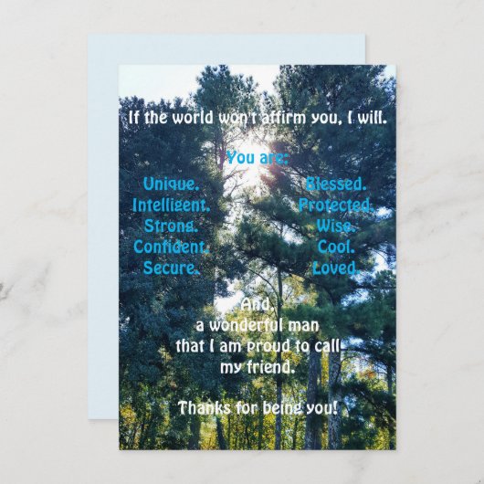 Carte Affirmer et encourager Man Flat Greeting Card (Devant / Derrière)