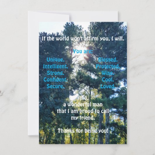 Carte Affirmer et encourager Man Flat Greeting Card (Devant)