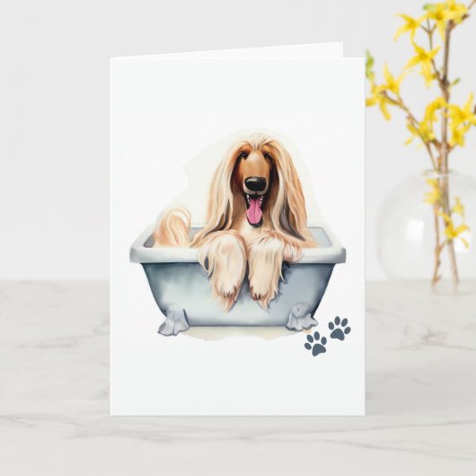 Carte Afghan Hound Dog Plied Salutation (Fleur jaune)