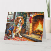 Carte Afghan Hound Fireplace with Christmas Lights (Devant)