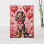 Carte Afghan Hound Valentine’s Day Dog with Hearts Red (Devant)