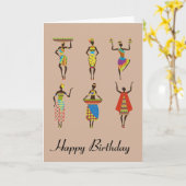 Carte Africain Tribal Art anniversaire mode ethnique (Fleur jaune)