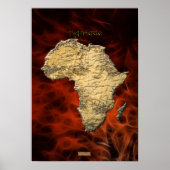 Carte AFRICAINE 3D Poster d'Art Fractal Rouge (Devant)
