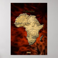 Carte AFRICAINE 3D Poster d'Art Fractal Rouge
