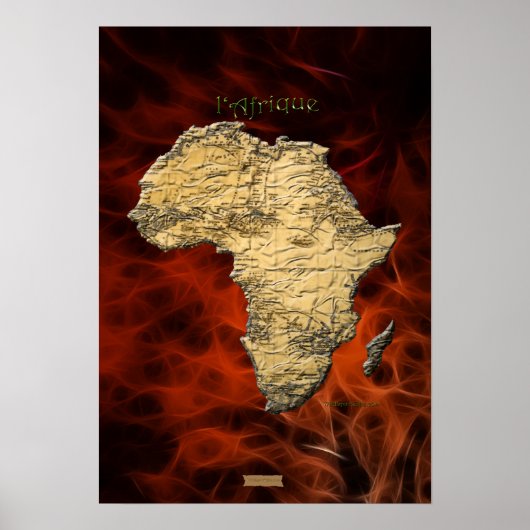 Carte AFRICAINE 3D Poster d'Art Fractal Rouge (Devant)