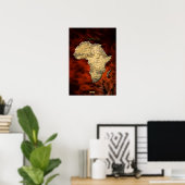 Carte AFRICAINE 3D Poster d'Art Fractal Rouge (Bureau à domicile)