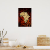 Carte AFRICAINE 3D Poster d'Art Fractal Rouge (Cuisine)