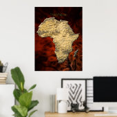 Carte AFRICAINE 3D Poster d'Art Fractal Rouge (agr (Bureau à domicile)