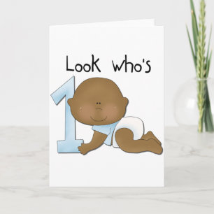 Carte African American Boy 1st Birthday Tshirts and Gift